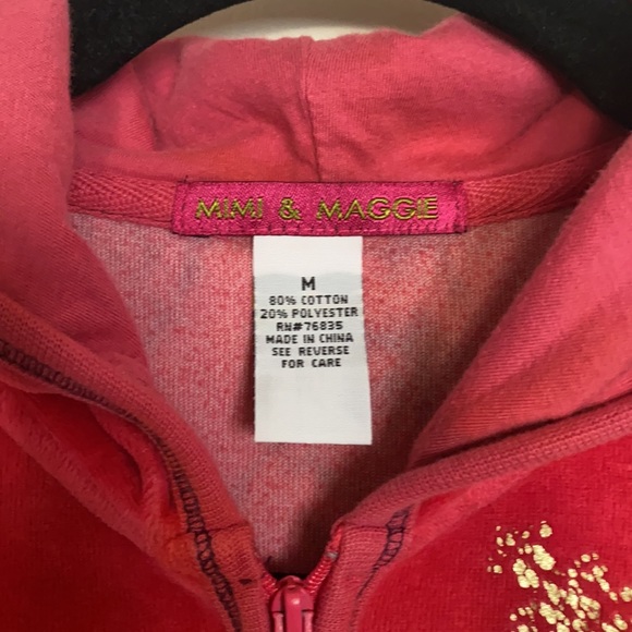 Mimi & Maggie Soft Velour Red Marble Zip Hoodie - Picture 2 of 8